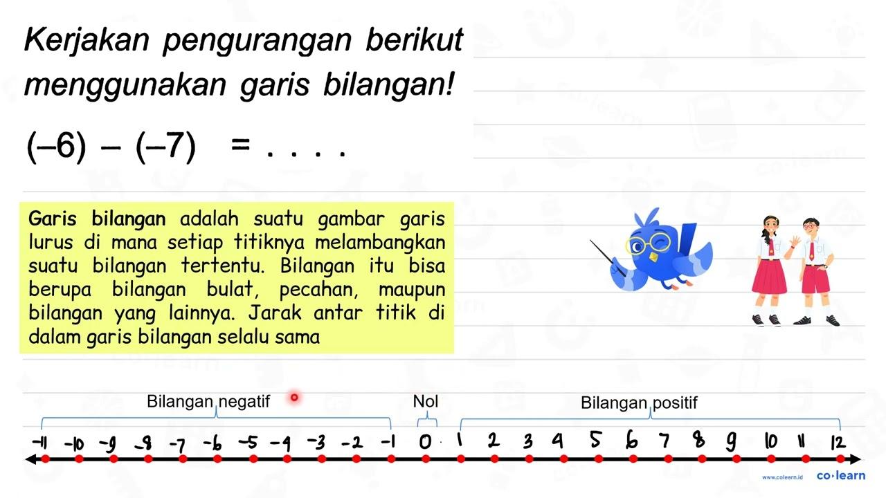 Kerjakan pengurangan berikut menggunakan garis bilangan!