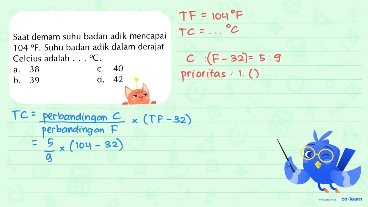 Saat demam suhu badan adik mencapai 104F. Suhu badan adik