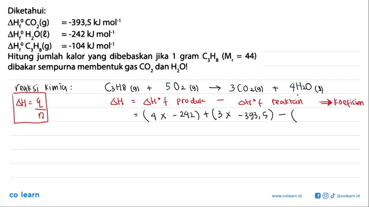 Diketahui: delta Hf CO2 (g) =-393,5 kJ mol^(-1) delta Hf