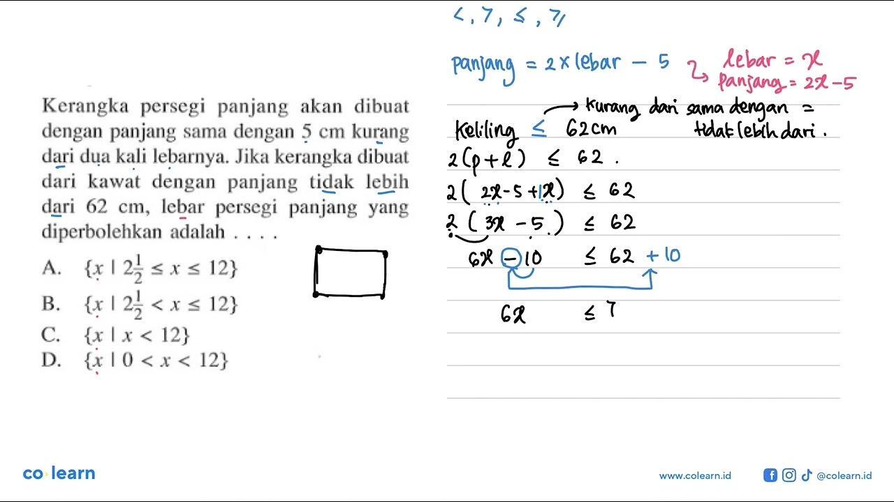 Kerangka persegi panjang akan dibuat dengan panjang sama