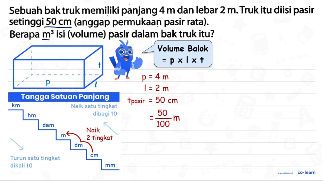 Sebuah bak truk memiliki panjang 4 m dan lebar 2 m . Truk