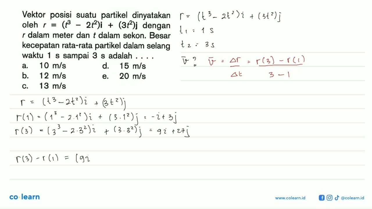 Vektor posisi suatu partikel dinyatakan oleh r = (t^3 - 2