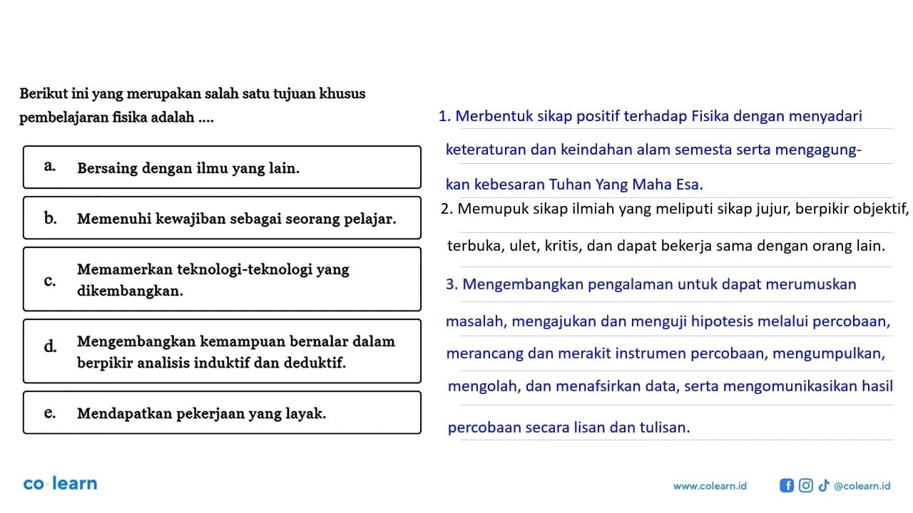 Berikut ini yang merupakan salah satu tujuan khusus