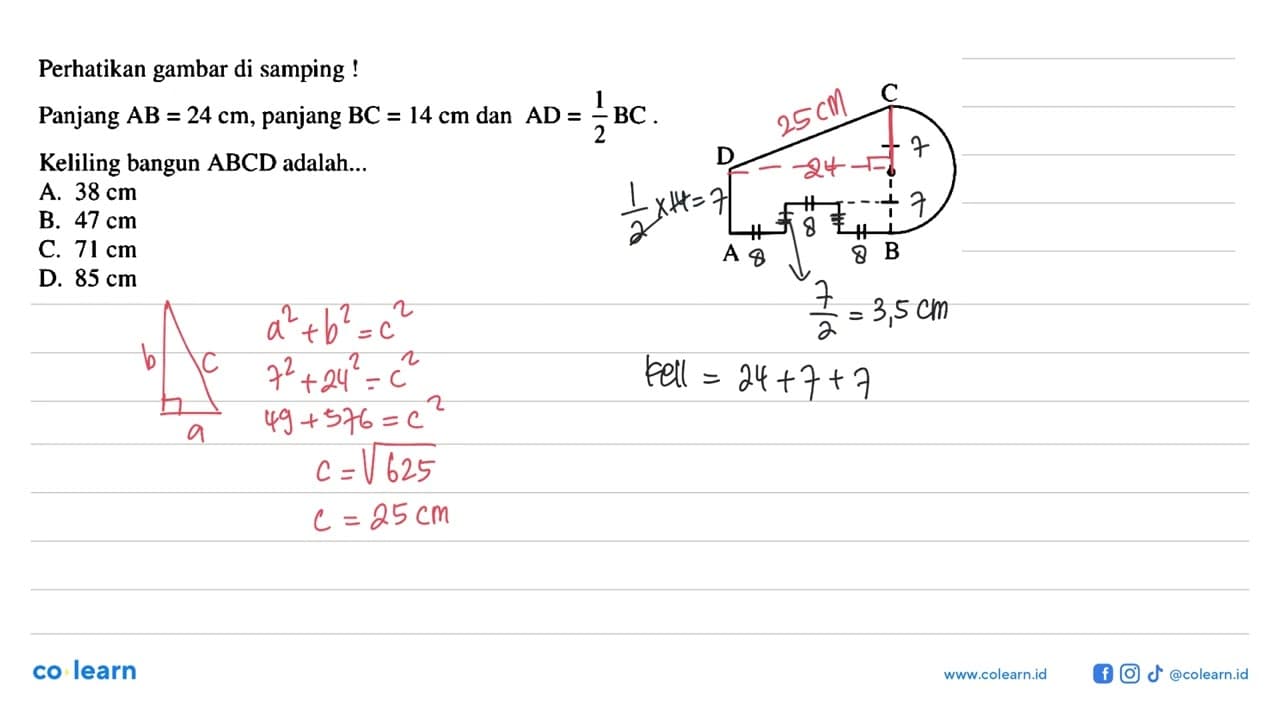 Perhatikan gambar di samping !Panjang AB=24 cm, panjang