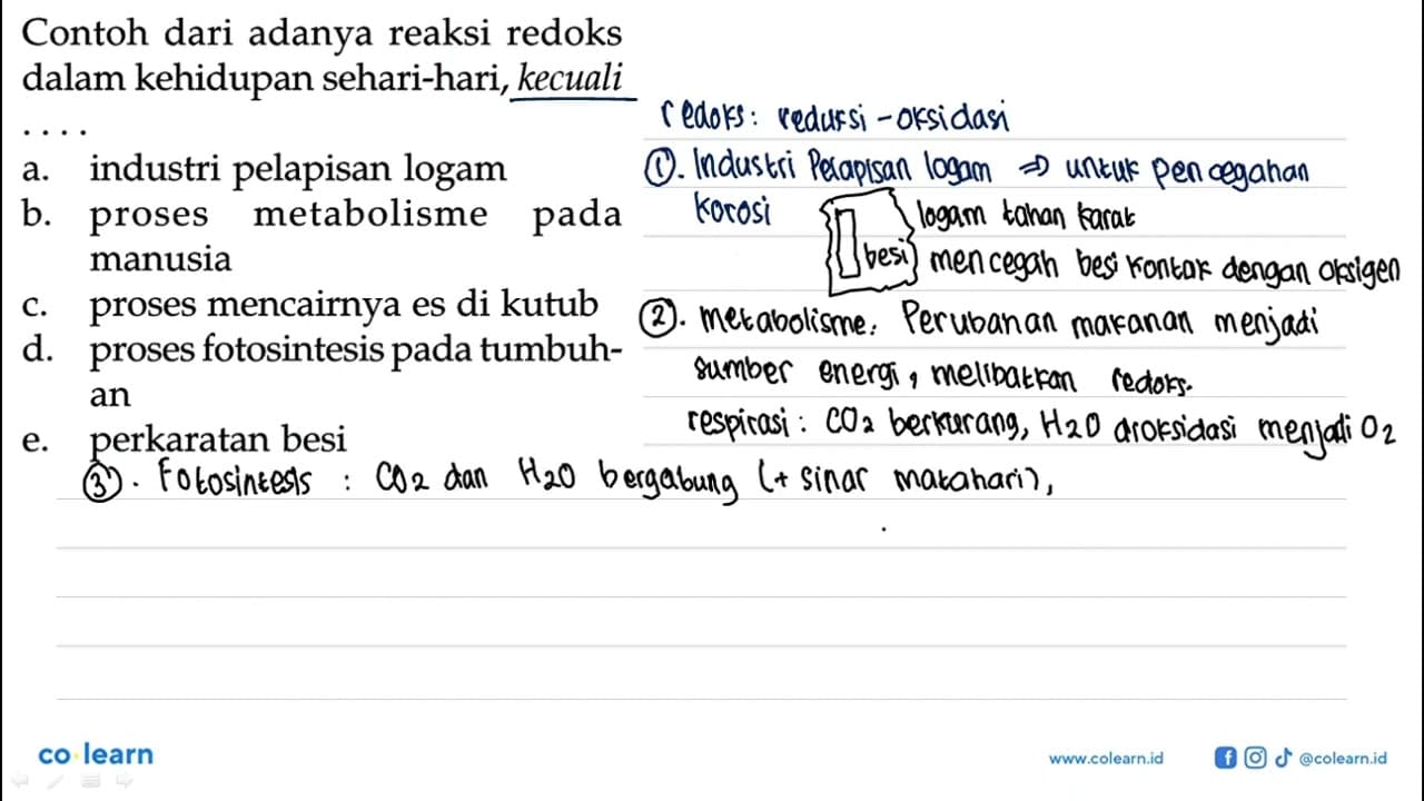 Contoh dari adanya reaksi redoks dalam kehidupan