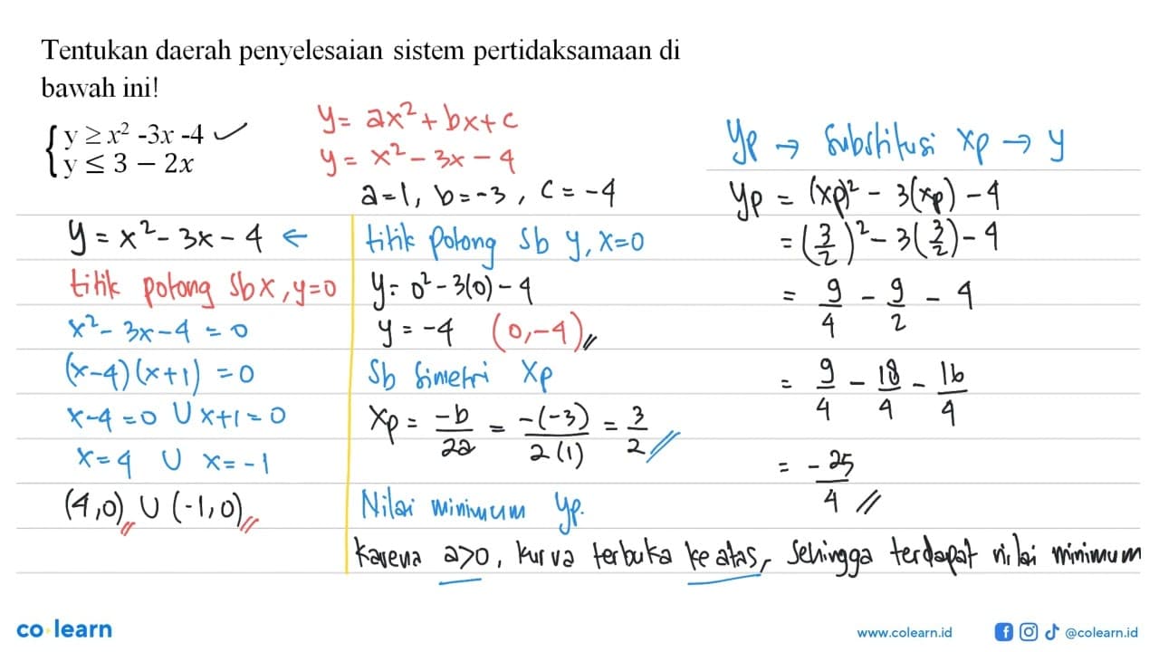 Tentukan daerah penyelesaian sistem pertidaksamaan di bawah