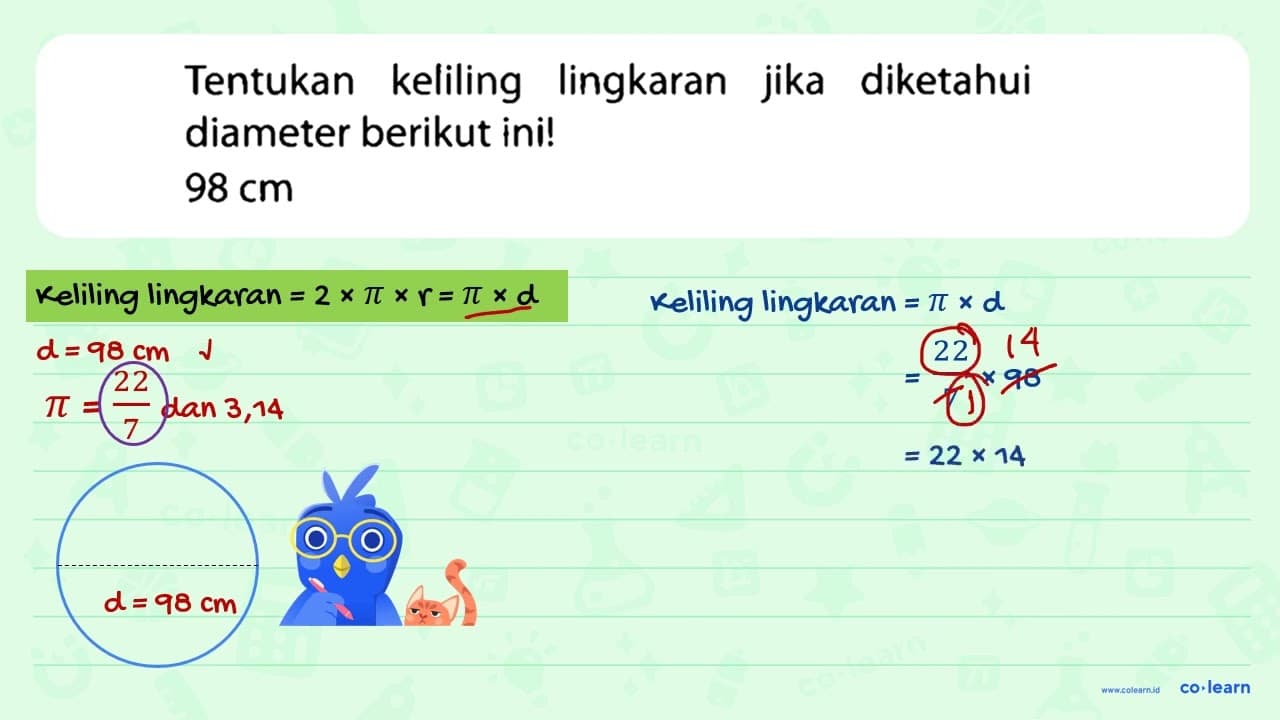 Tentukan keliling lingkaran jika diketahui diameter berikut