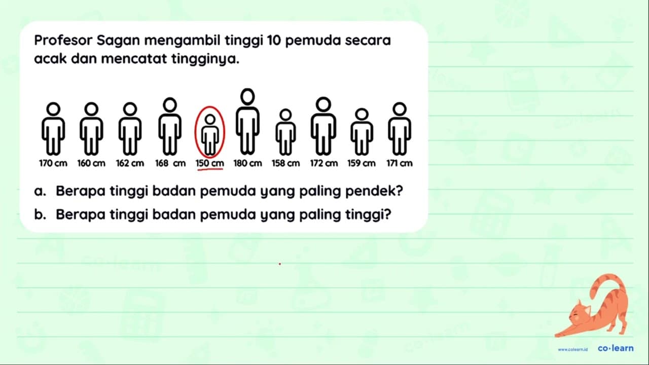 Profesor Sagan mengambil tinggi 10 pemuda secara acak dan