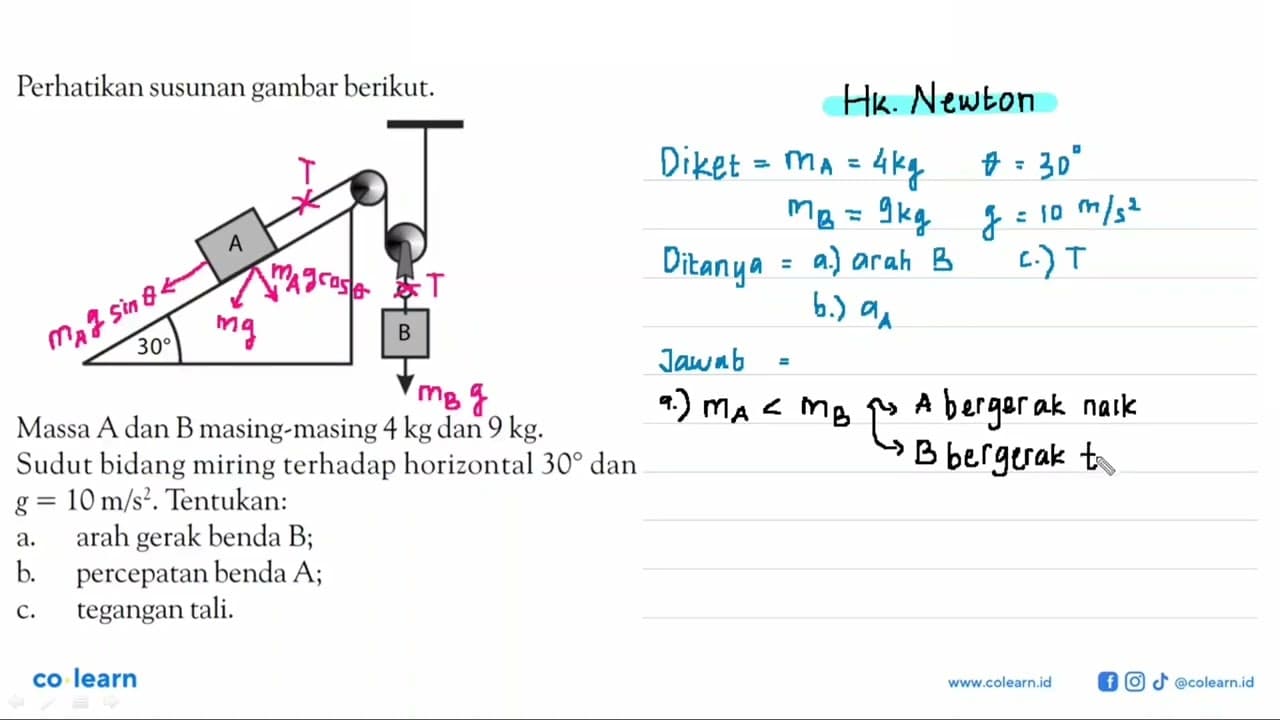 Perhatikan susunan gambar berikut. 30 A B Massa A dan B