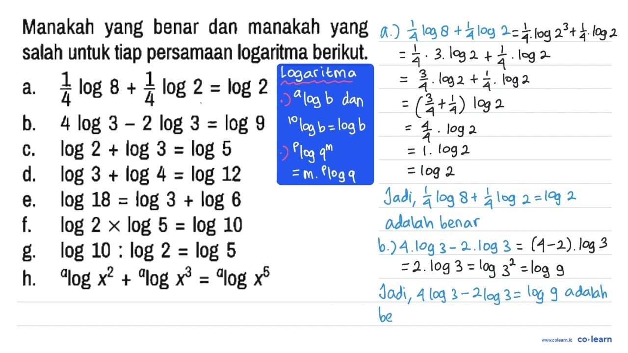 Manakah yang benar dan manakah yang salah untuk tiap