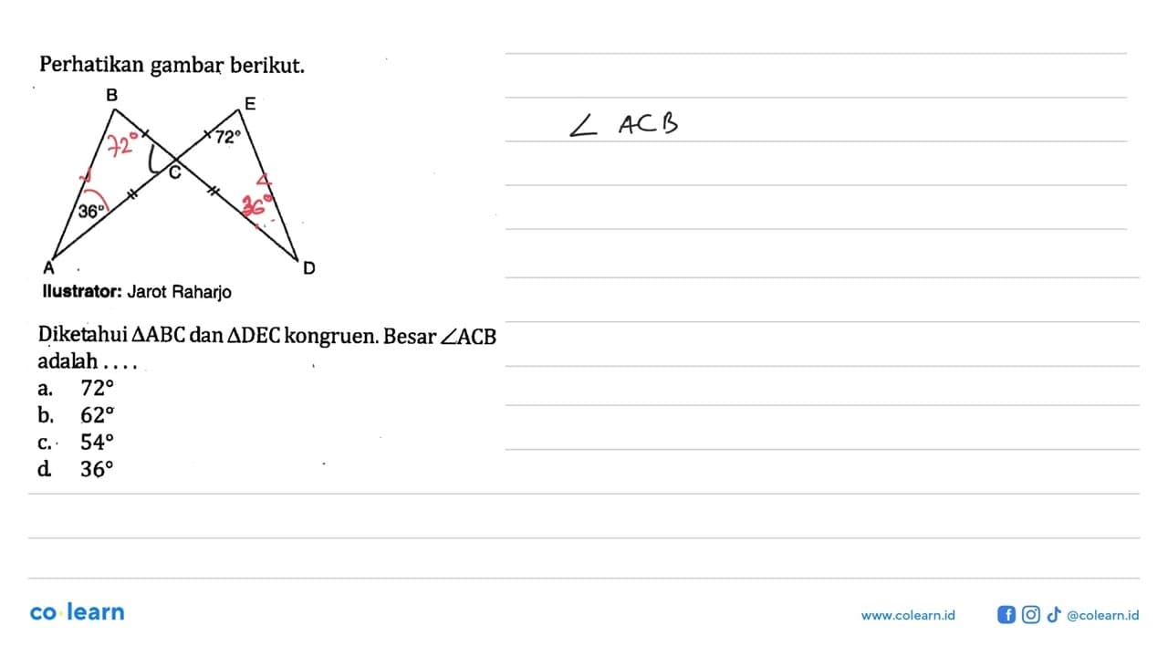 Perhatikan gambar berikut.Diketahui segitiga ABC dan