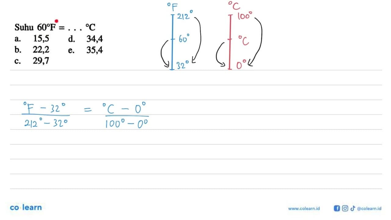 Suhu 60 F=...C