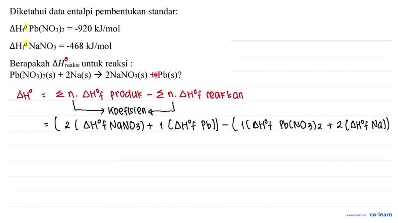 Diketahui data entalpi pembentukan standar: Delta H_(f)/(