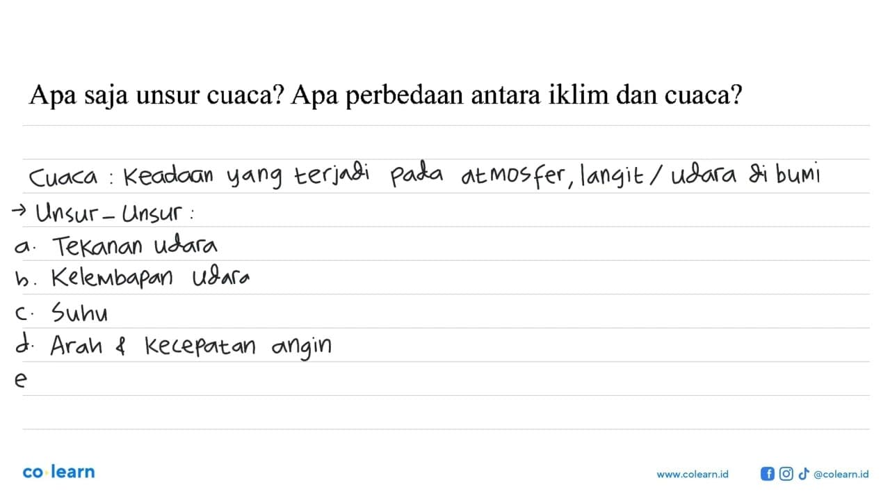 Apa saja unsur cuaca? Apa perbedaan antara iklim dan cuaca?