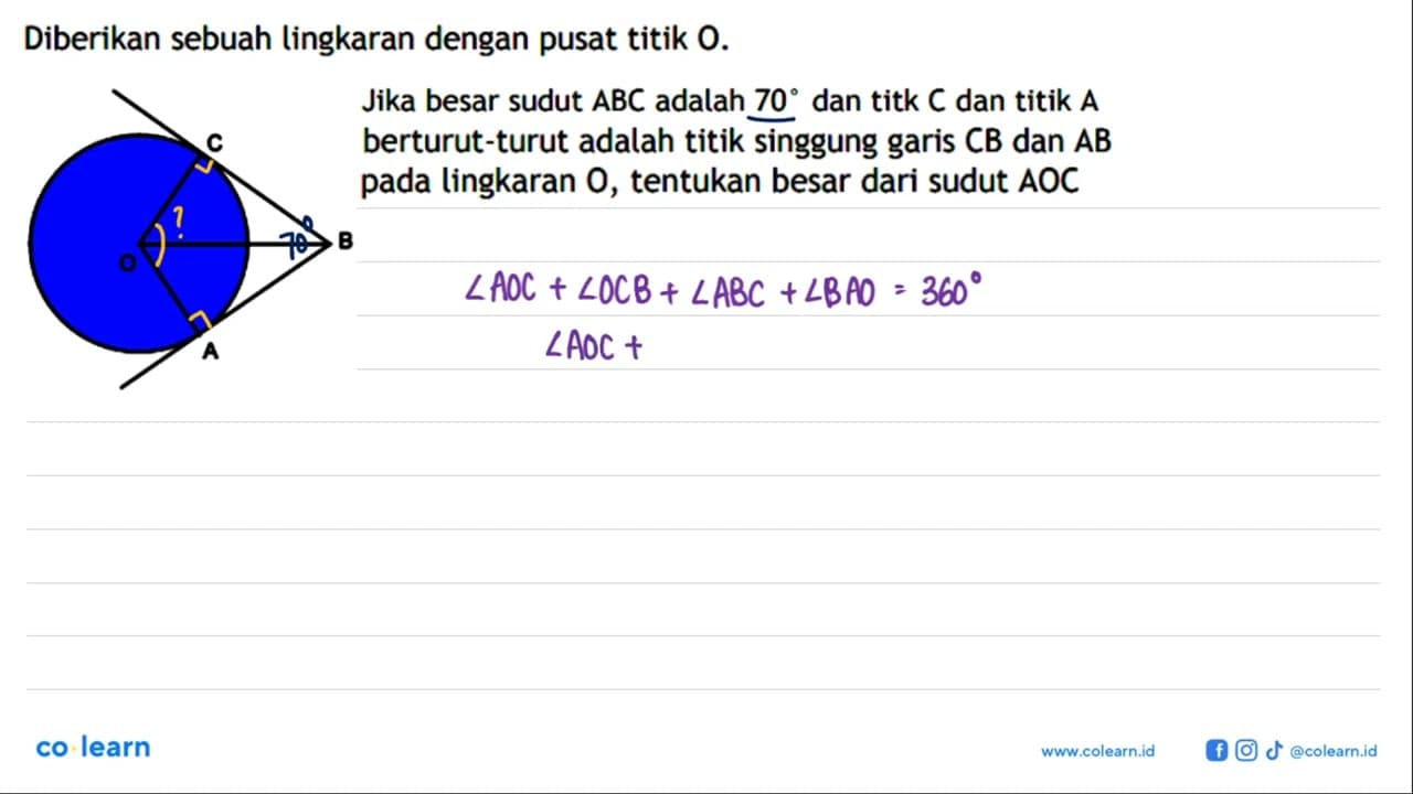 Diberikan sebuah lingkaran dengan pusat titik 0. Jika besar