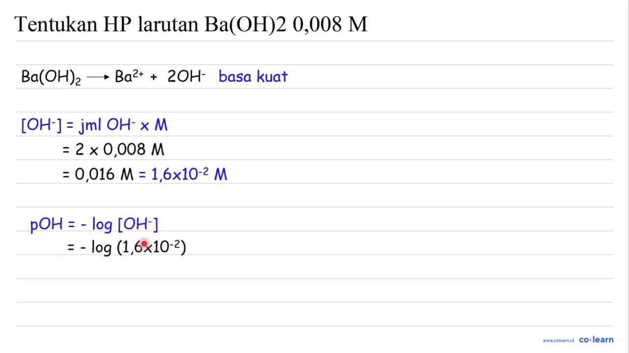 Tentukan HP larutan Ba(OH) 20,008 M