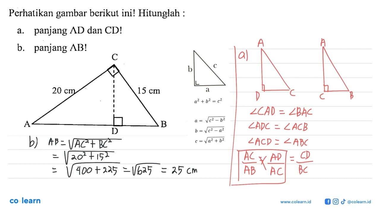 Perhatikan gambar berikut ini! Hitunglah :a. panjang AD