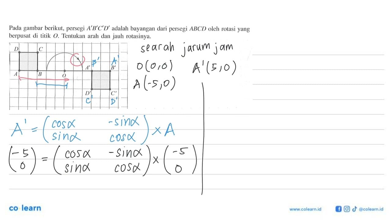 Pada gambar berikut, persegi A'B'C'D' adalah bayangan dari