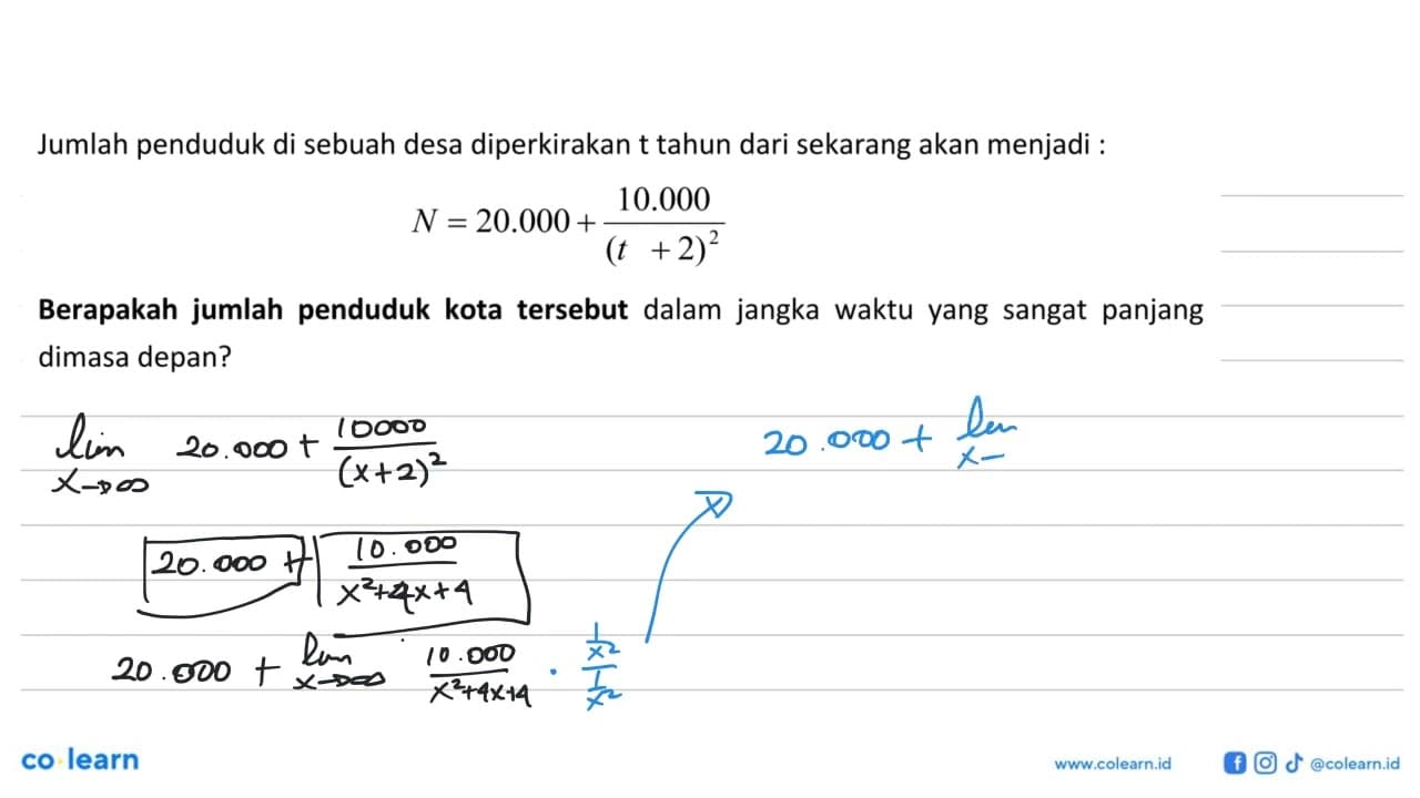 Jumlah penduduk di sebuah desa diperkirakan t tahun dari