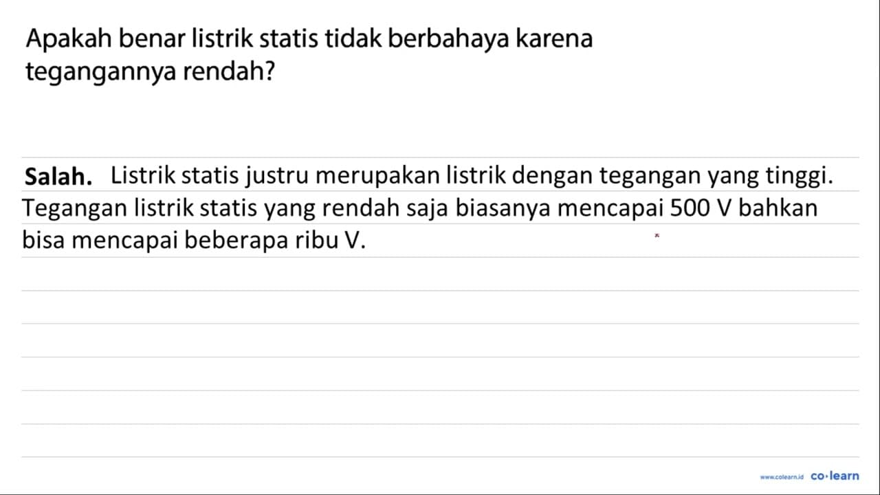 Apakah benar listrik statis tidak berbahaya karena