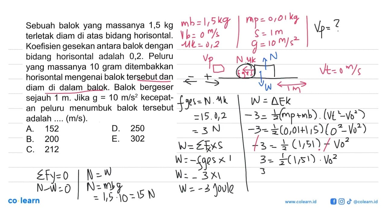 Sebuah balok yang massanya 1,5 kgterletak diam di atas