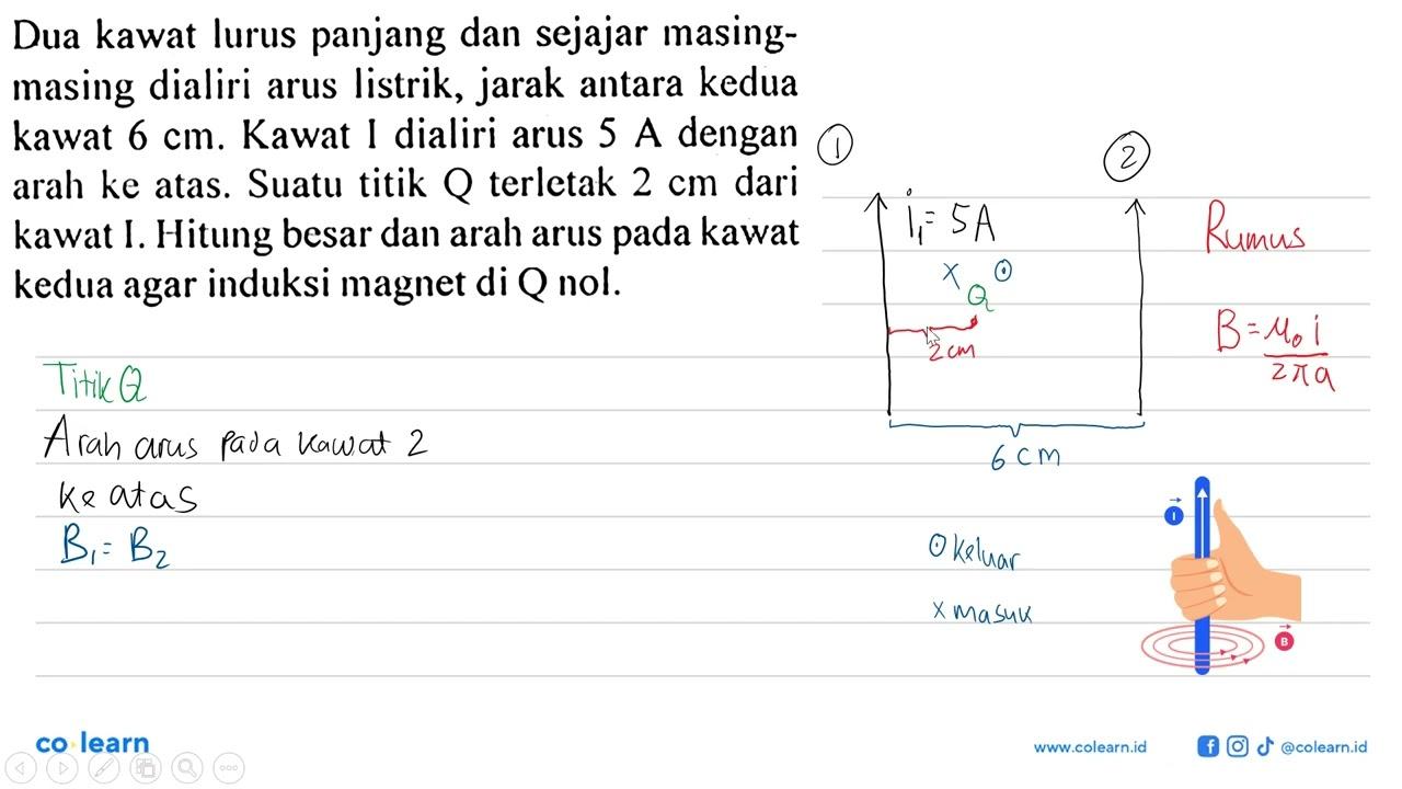 Dua kawat lurus panjang dan sejajar masing-masing dialiri