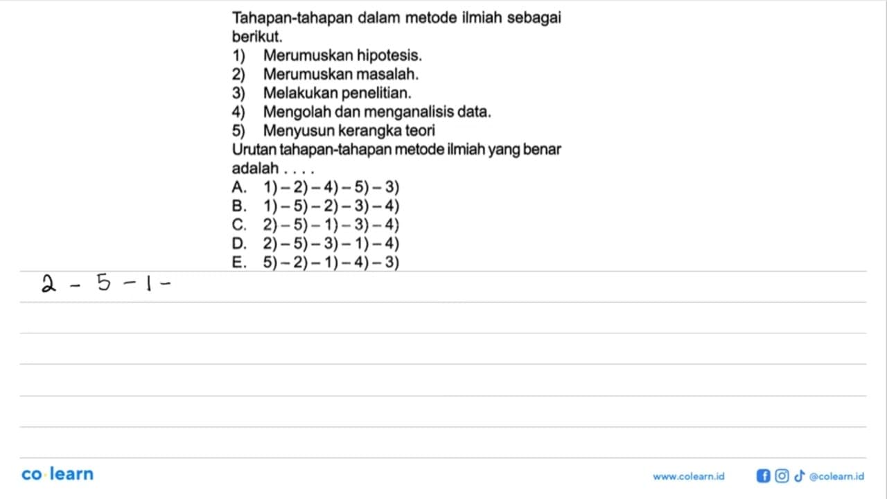 Tahapan-tahapan dalam metode ilmiah sebagai berikut. 1)