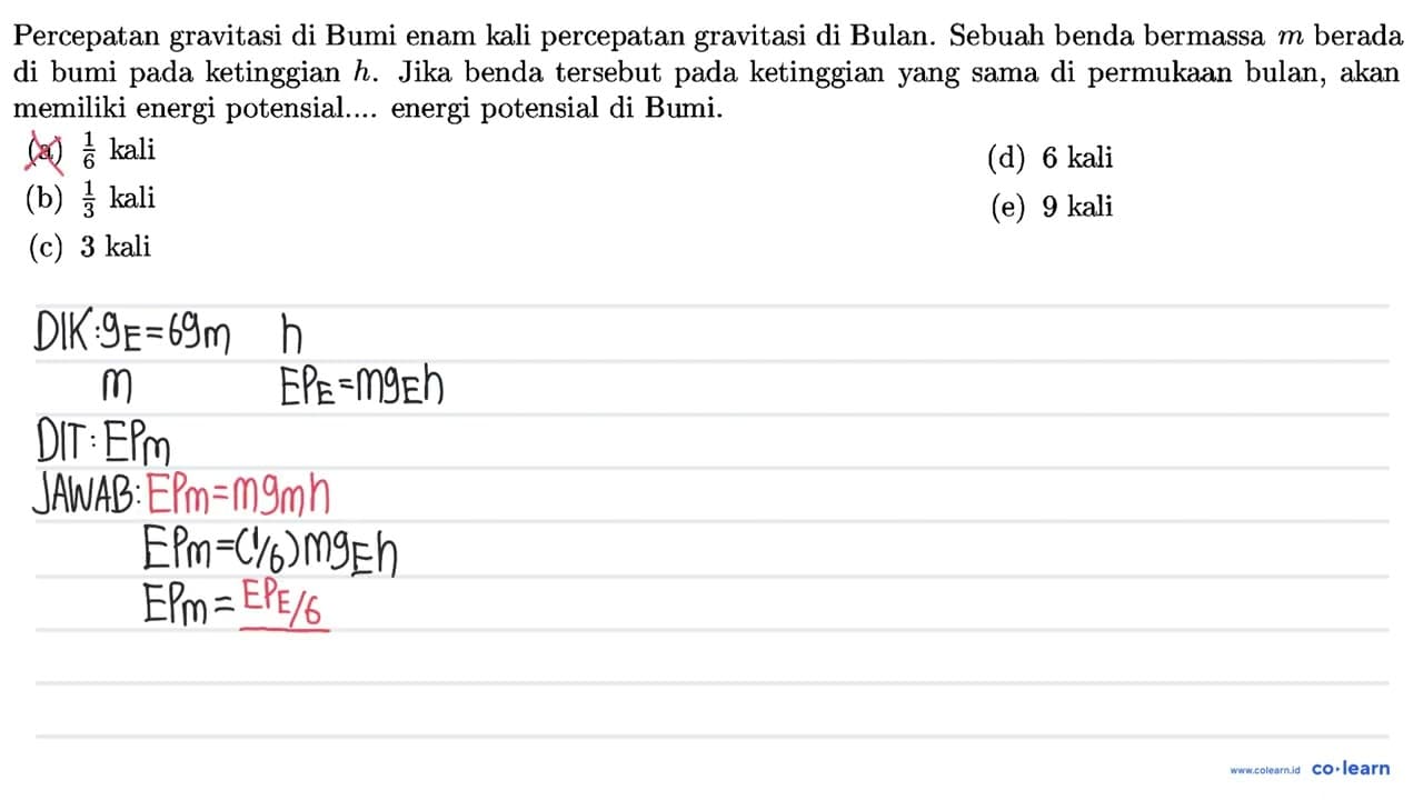 Percepatan gravitasi di Bumi enam kali percepatan gravitasi