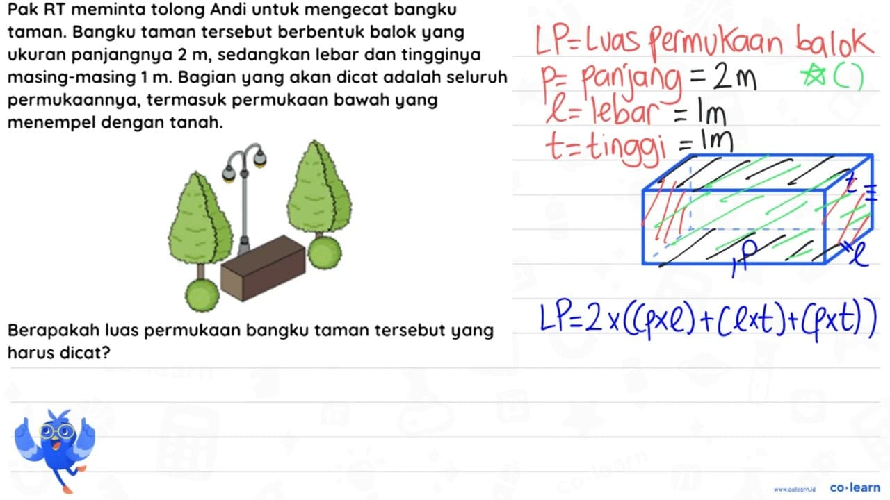 Pak RT meminta tolong Andi untuk mengecat bangku taman.