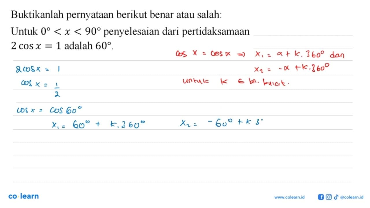 Buktikanlah pernyataan berikut benar atau salah. Untuk 0