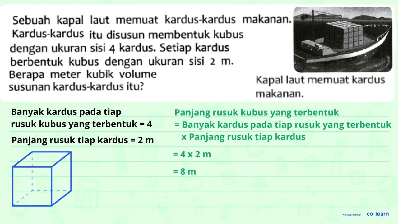 Sebuah kapal laut memuat kardus-kardus makanan.