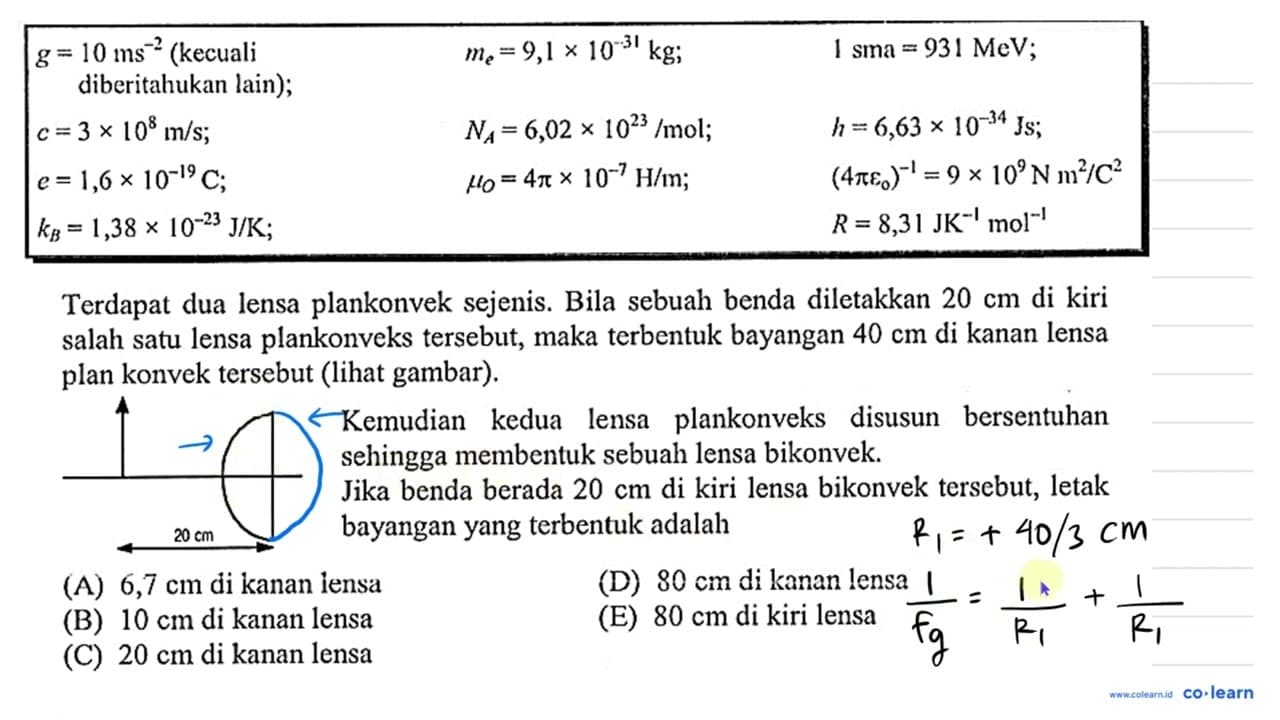 Terdapat dua lensa plankonvek sejenis. Bila sebuah benda