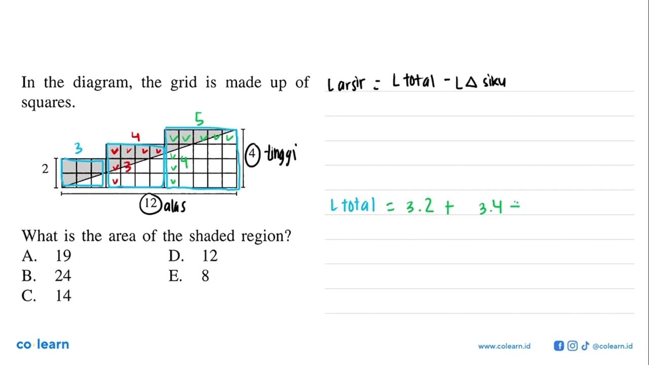 In the diagram, the grid is made up of squares. 2 4 12 What