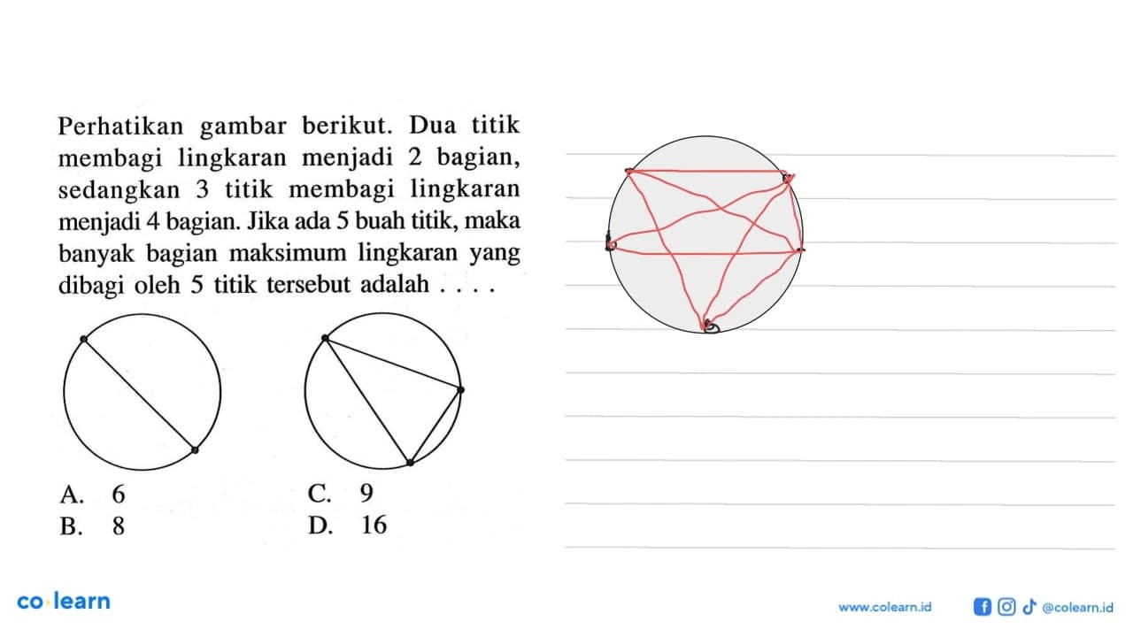 Perhatikan gambar berikut. Dua titik membagi lingkaran