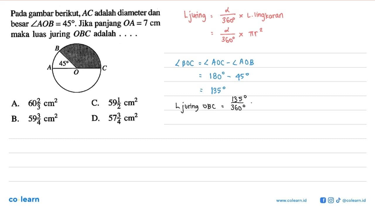 Pada gambar berikut, AC adalah diameter dan besar sudut AO