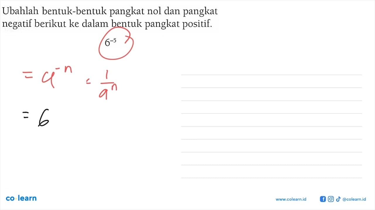 Ubahlah bentuk-bentuk pangkat nol dan pangkat negatif