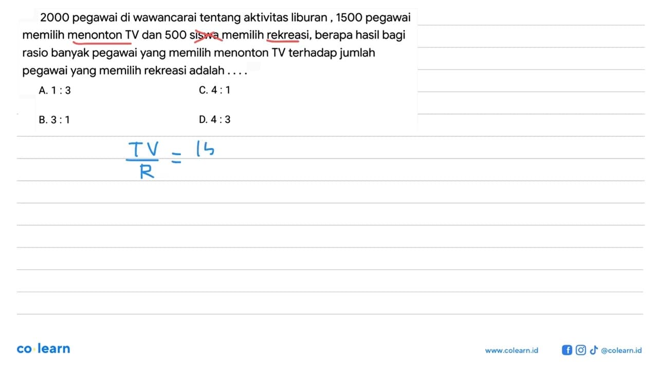 2000 pegawai di wawancarai tentang aktivitas liburan, 1500