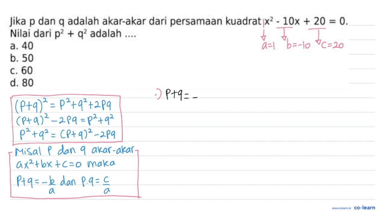 jika p dan q adalah akar-akar dari persamaan kuadrat