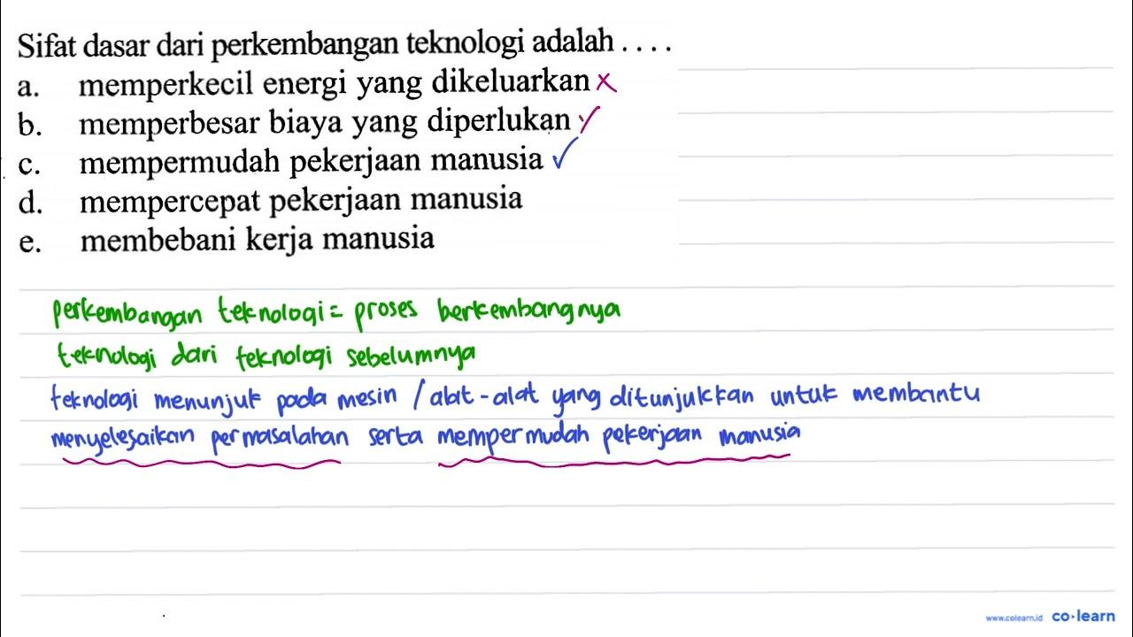 Sifat dasar dari perkembangan teknologi adalah .... a.