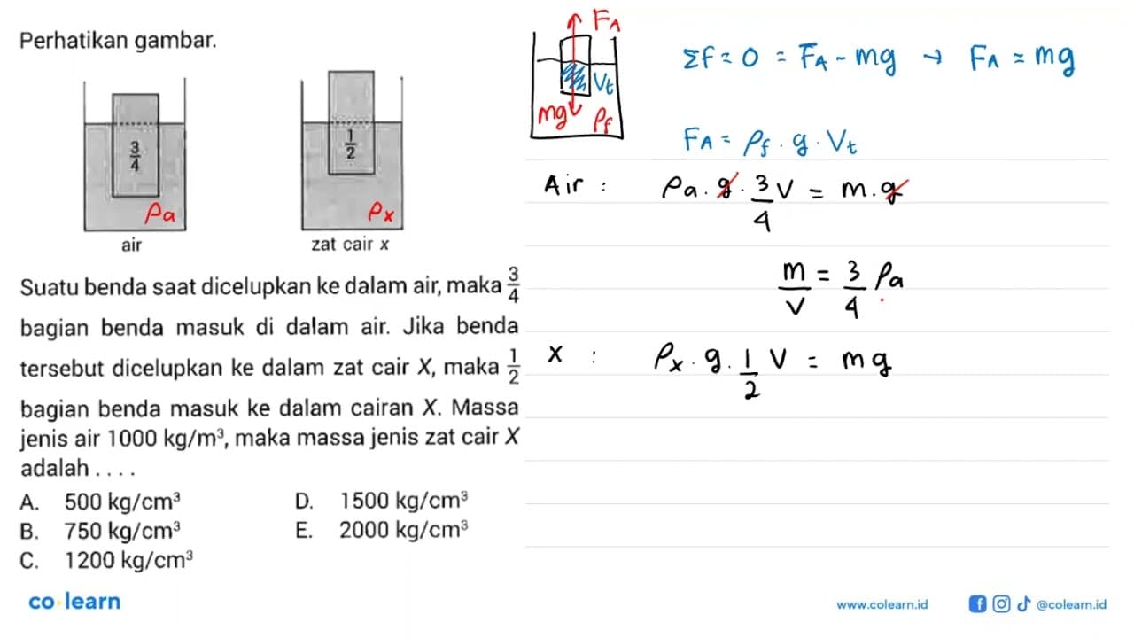 Perhatikan gambar. 3/4 1/2 air zat cair X Suatu benda saat