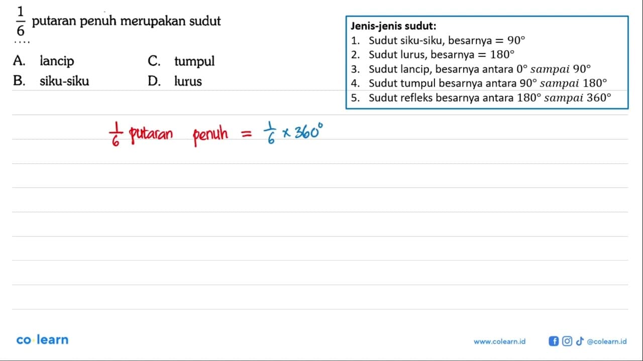 1/6 putaran penuh merupakan sudut