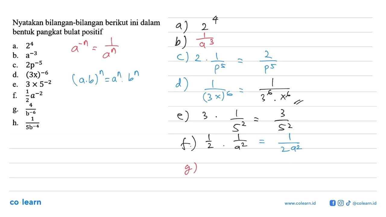 Nyatakan bilangan-bilangan berikut ini dalam bentuk pangkat