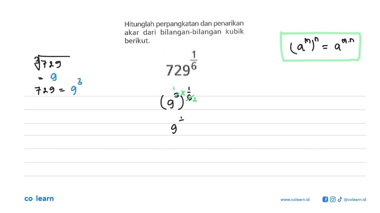 Hitunglah perpangkatan dan penarikan akar dari