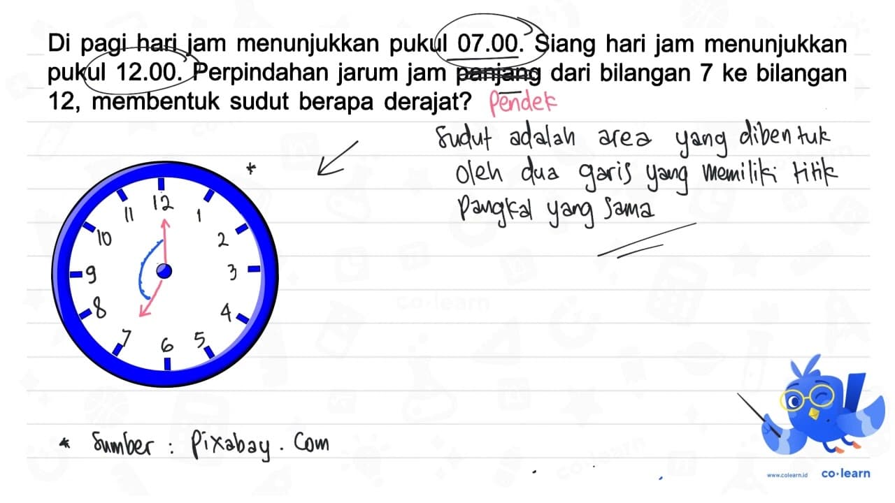 Di pagi hari jam menunjukkan pukul 07.00. Siang hari jam