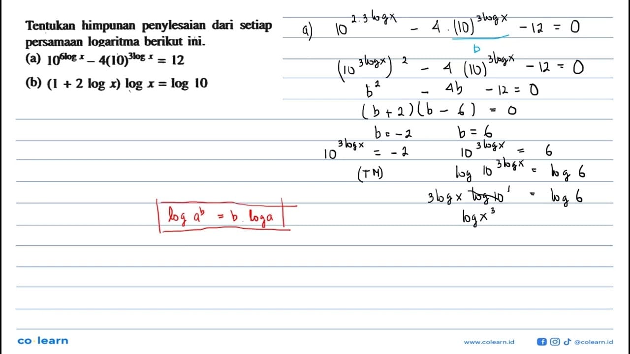 Tentukan himpunan penylesaian dari setiap persamaan