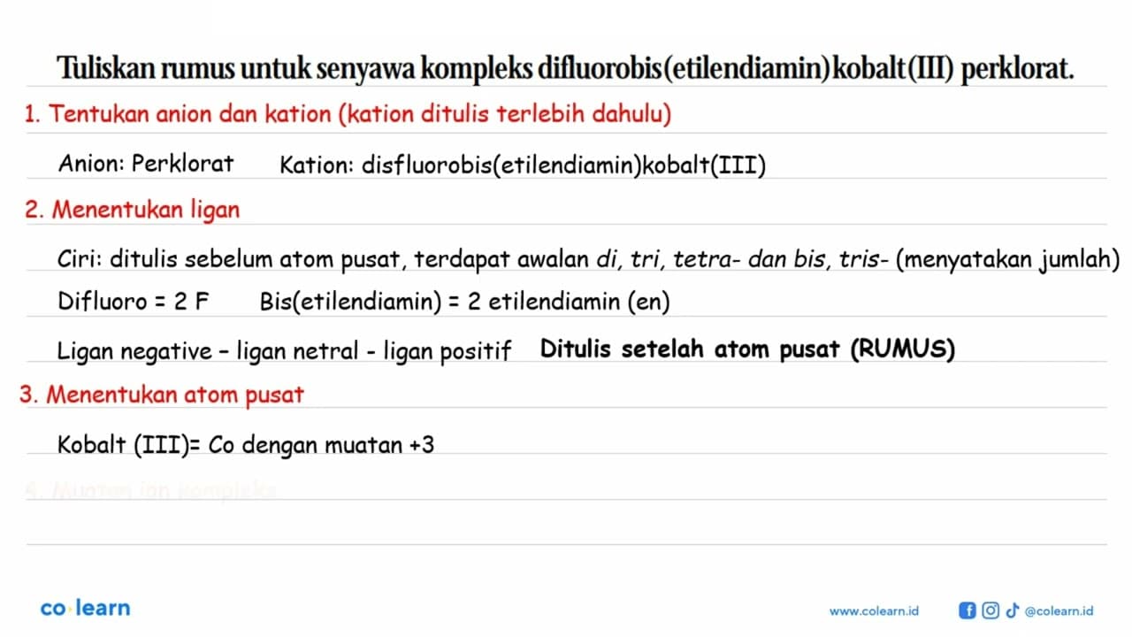 Tuliskan rumus untuk senyawa kompleks