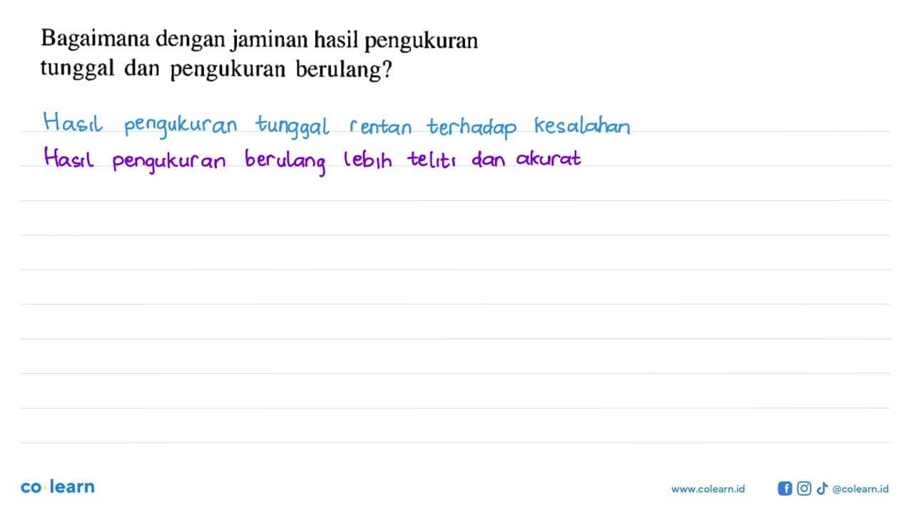 Bagaimana dengan jaminan hasil pengukuran tunggal dan