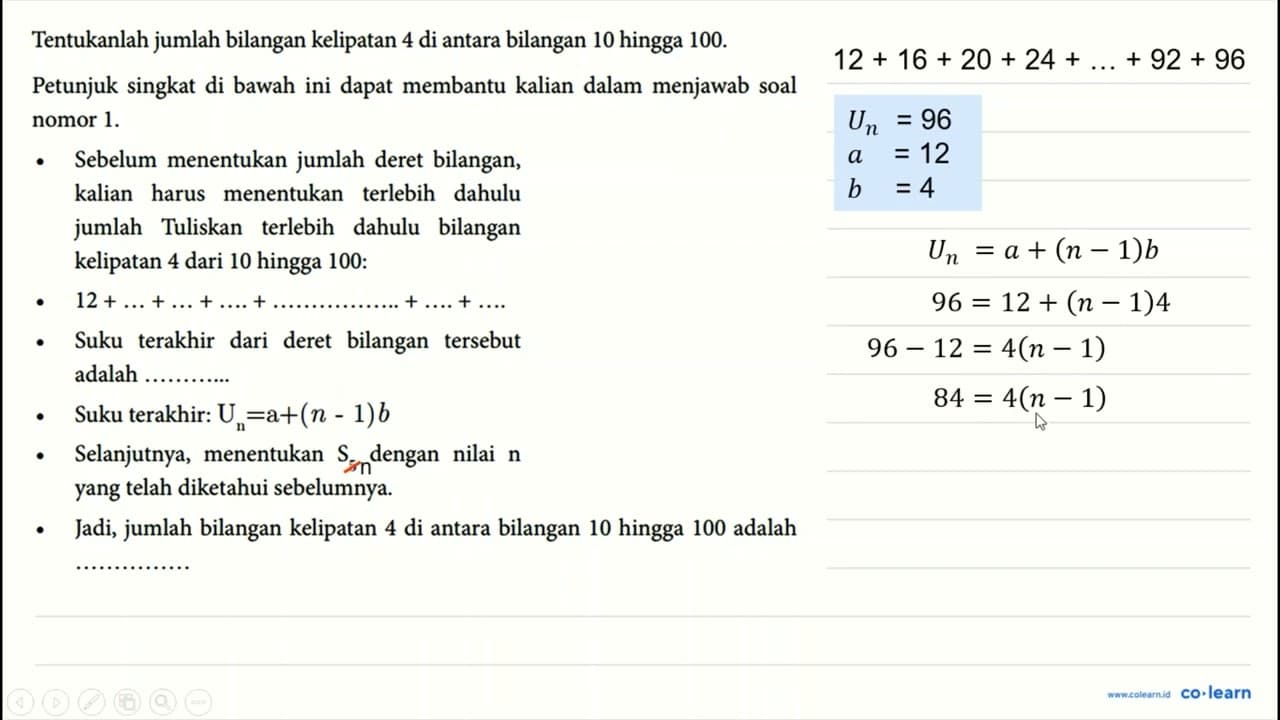 Tentukanlah jumlah bilangan kelipatan 4 di antara bilangan