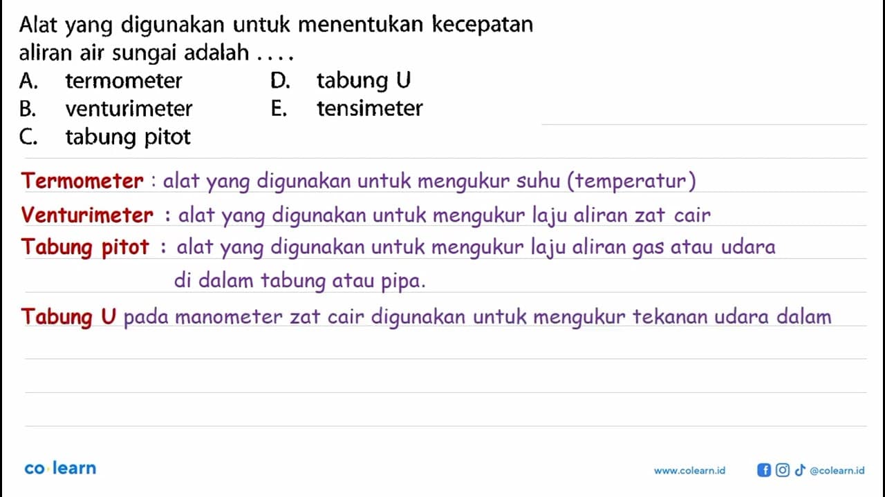 Alat yang digunakan untuk menentukan kecepatan aliran air