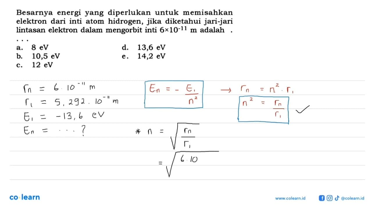 Besarnya energi yang diperlukan untuk memisahkan elektron